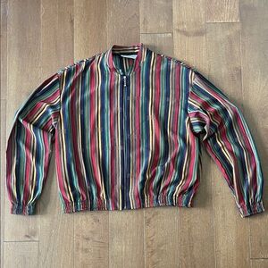 VINTAGE Kensington Square Striped Multicolor Lightweight Bomber Jacket